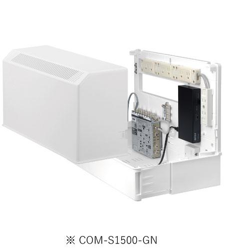 サン電子 COM-S1500-GN 情報分電盤 COM-S Gモデル 搭載機器 ブースタ TV8分配・4分配 TEL1回線8分岐 HUB1台 電源コンセント8個口