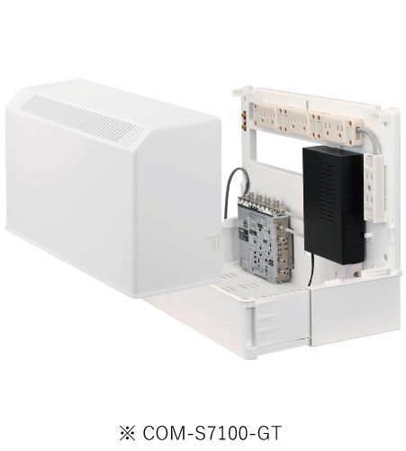 サン電子 COM-S7100-GT 情報分電盤 COM-S Gモデル 搭載機器 ブースタ TV8分配 TEL1回線8分岐 HUB16ポート1台、電源コンセント8個口