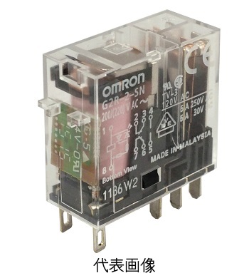 オムロン G2R-2-SN AC100/110 ミニパワーリレープラグイン端子タイプ 動作表示灯内蔵形 極数2 AC100/110V
