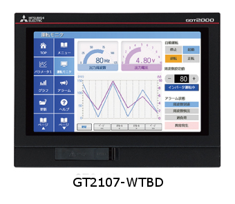 三菱電機 GT2107-WTBD GT21ワイド 7型ワイド WVGA[800×480] TFTカラー液晶 65536色 メモリ15MB DCタイプ パネル色：黒