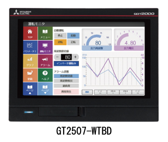 三菱電機 GT2507-WTBD GT25ワイド 7型ワイド WVGA[800×480] TFTカラー液晶 65536色 メモリ32MB DCタイプ パネル色：黒