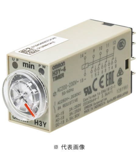 オムロン H3Y-4 ソリッドステート・タイマ AC200~230V 50/60HZ プラグイン端子 限時接点4c 最大目盛時間選択(1S/5S/10S/30S/60S/120S/3M/5M/10M/30M/60M)