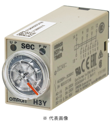 オムロン H3Y-4 ソリッドステート・タイマ DC24V プラグイン端子 限時接点4c 最大目盛時間選択(0.5S/1S/5S/10S/30S/60S/120S/3M/5M/10M/30M/60M)