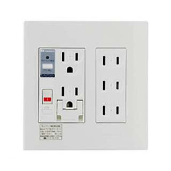 河村電器産業 PTC2-BA15FE プレトラックコンセント 多回路2列用 遮断機能+アラーム機能/E付x2/E無X3 樹脂製プレート・アース付 埋込コンセントAC100V/15A ※/E付;アースターミナル付 /E無;アースターミナル無
