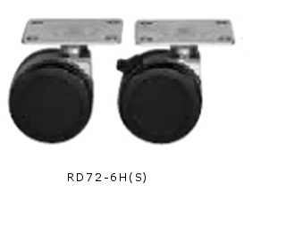 日東工業 RD72-6H キャスター 適用機種FSシリーズ H=79.5mm 車輪材質ナイロン 車径φ60 許容質量150kg/1コ 製品質量0.5kg ストッパー無 2個セット