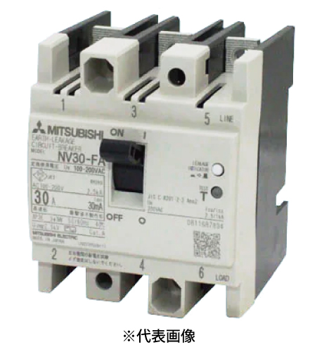 三菱電機 NV30-FA 3P 30A 漏電遮断器 FAシリーズ 制御盤用 高調波・サージ対応形 簡易裏面配線 IECレール標準取付可能 極数3 定格電流30A 定格感度電流30mA