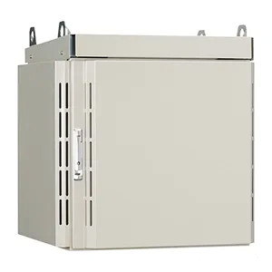 日東工業 RCP60-465T-F1N 屋外用熱対策通信キャビネット ポール用・19型タテ置タイプ ファン仕様 ヨコ440mm タテ725mm フカサ680mm ライトベージュ塗装