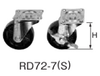 日東工業 RD72-7 キャスター 適用機種FSシリーズ H=93mm 車輪材質ナイロン 車径φ75 許容質量80kg/1コ 製品質量0.6kg ストッパー無 2個セット