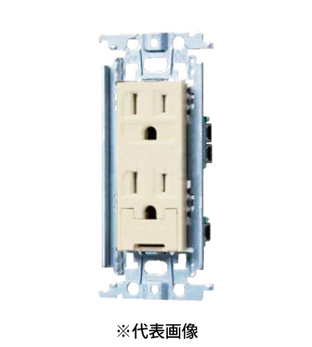 パナソニック WTF11523FK 扉付アースターミナル付接地ダブルコンセント 金属枠付 15A 125V AC 色 ベージュ