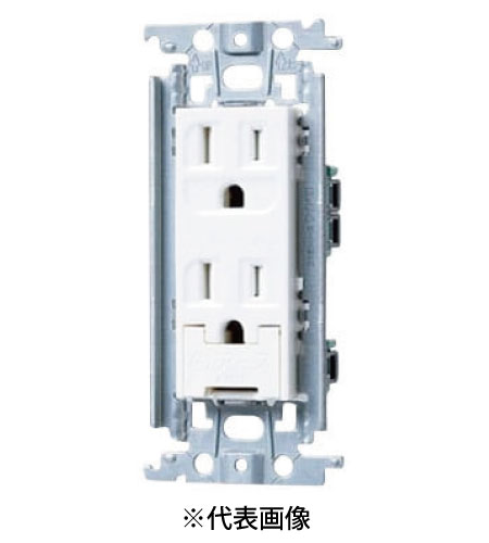 パナソニック WTF11523WK 扉付アースターミナル付接地ダブルコンセント 金属枠付 15A 125V AC 色 ホワイト