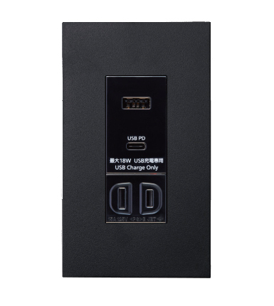 パナソニック WTL147740B+WNS6003B プレート付埋込充電用USBコンセント2ポート扉付コンセント付 18W USB Type-A Type-C ブラック