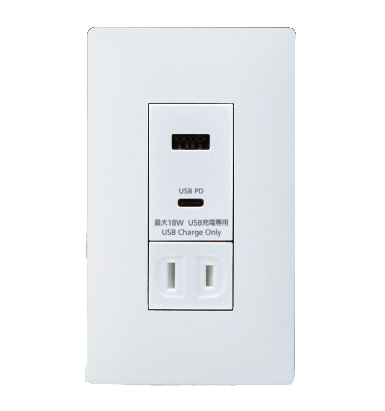 パナソニック WTL147740W+WTL7003WK プレート付埋込充電用USBコンセント2ポート扉付コンセント付 18W USB Type-A Type-C セラミックホワイト